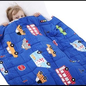 Weighted Blanket for Kids 5 lb- Blue Car Print by Joyching